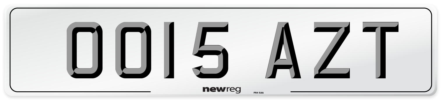 OO15 AZT Number Plate from New Reg